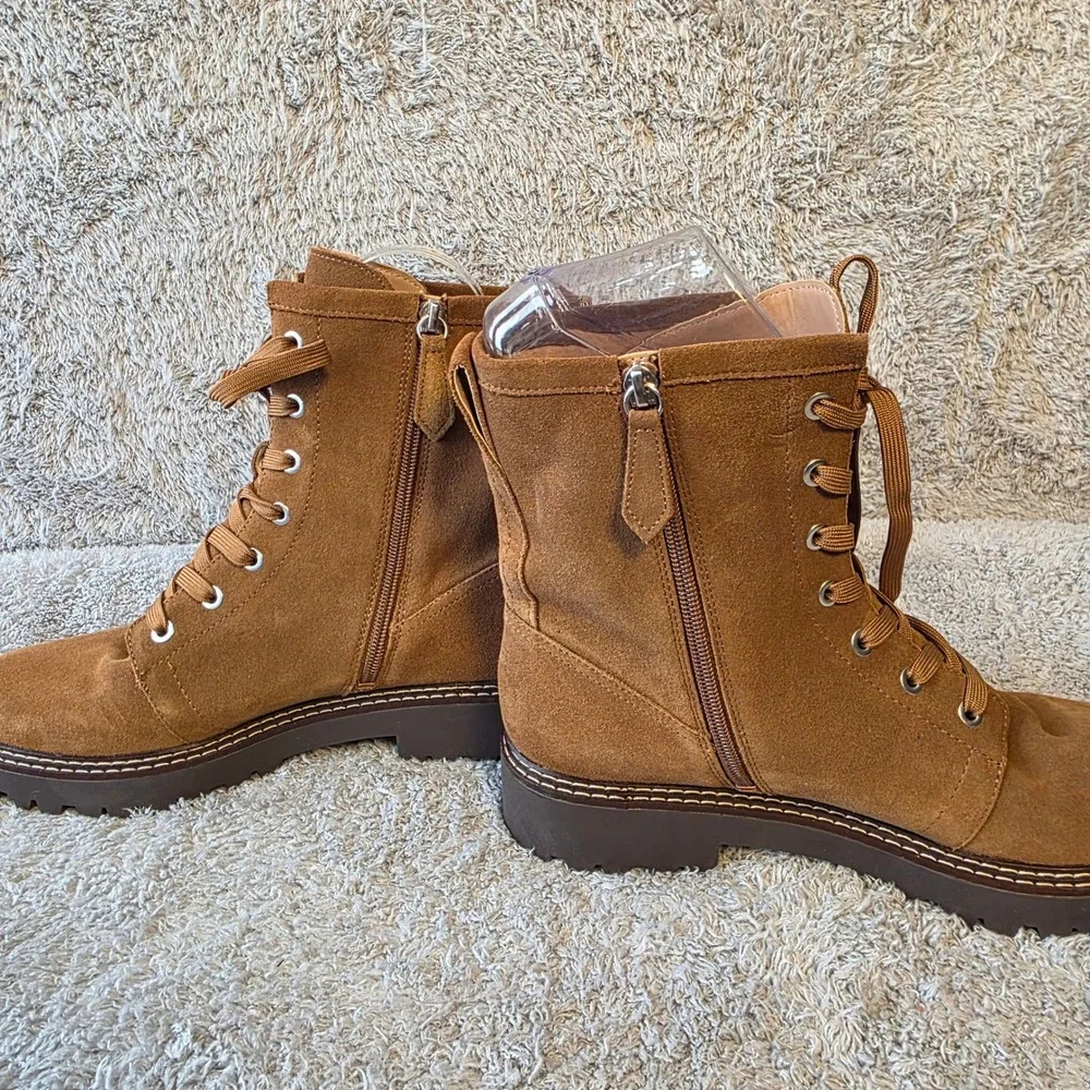 Nordstrom Rich Brown‎ Suede Leather Water Resistant Combat Lace up Boots 11m NEW